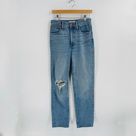 Madewell Medium Wash The Perfect Vintage Straight Jean Distressed Size 26T - Picture 15 of 15